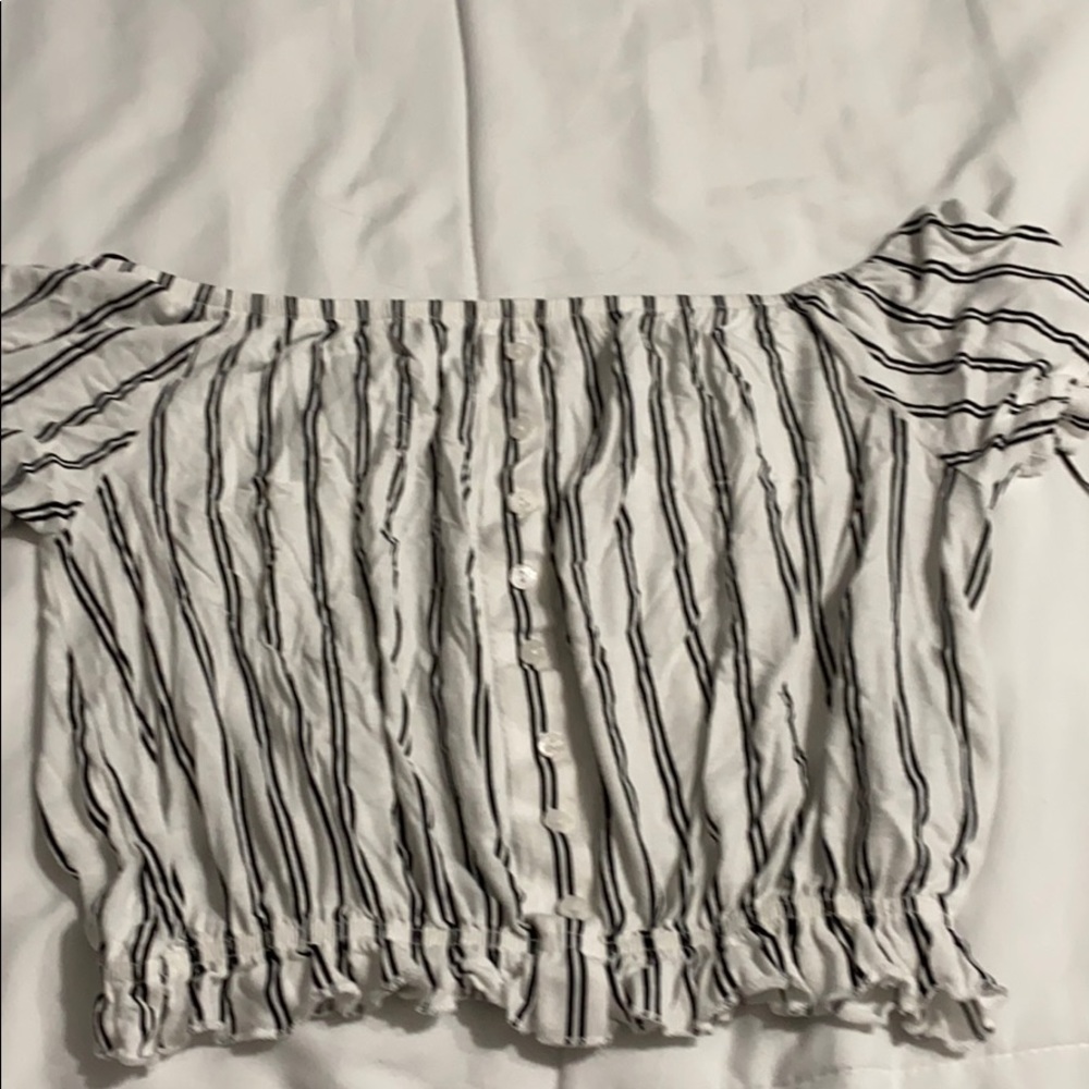 Striped off the shoulder crop top